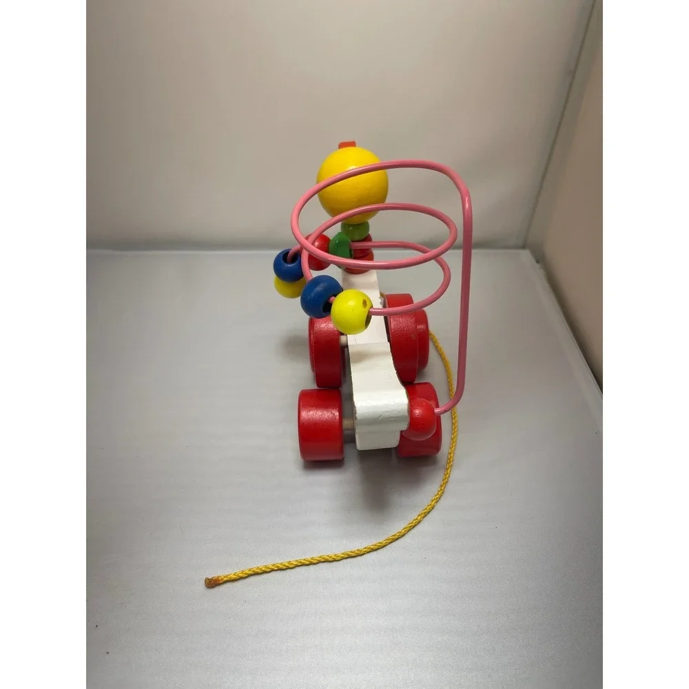 Wooden Duck Pull‎ Toy Kids Multicolor Wood Bead Maze Roller Coaster Classic Boho